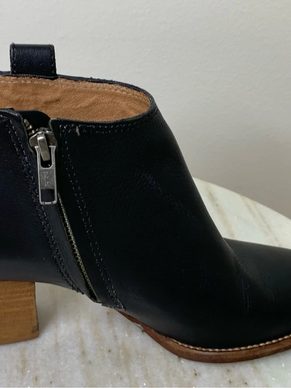 Madewell boot ankle “The Billie” black Leather style f5044 Stacked Sole - Picture 8 of 11